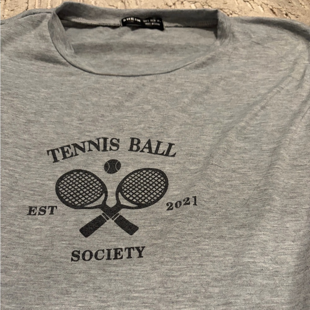 SHEIN Gray Tennis Ball Society Tee